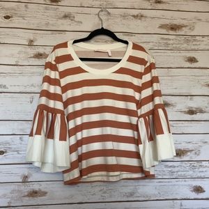 See By Chloe Jersey Stripe Bell Sleeve Top